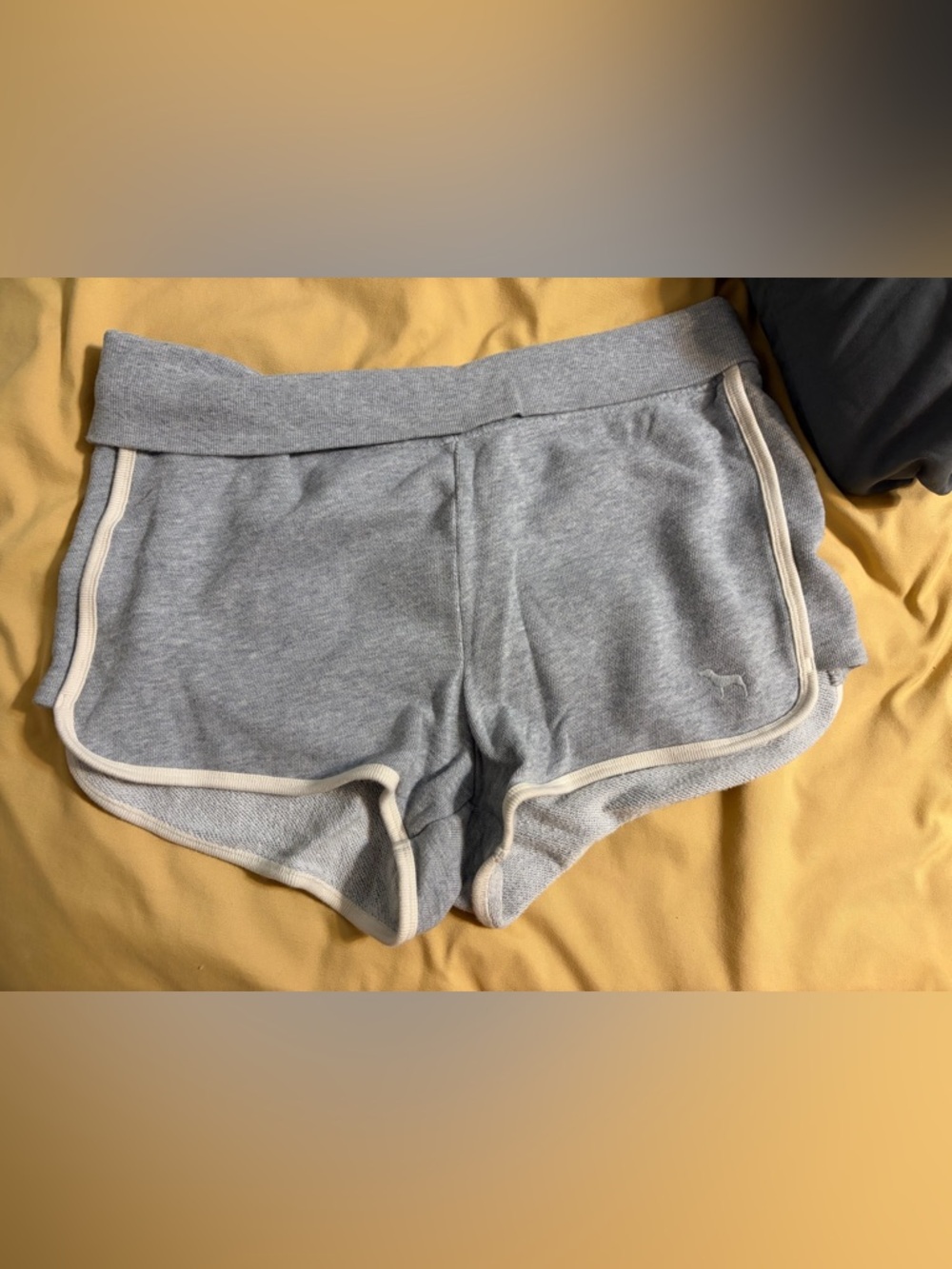 PINK Victoria's Secret Gray Fold Over Shorts with Cream Trim
